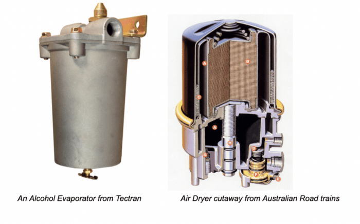 Alcohol in air brake system