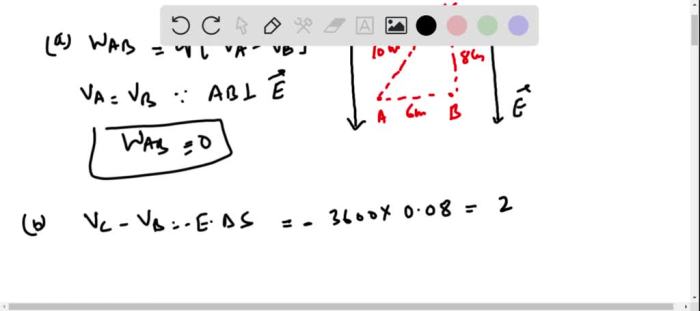 The drawing shows a uniform electric field that points